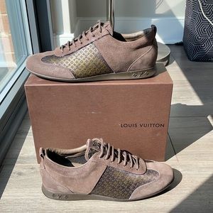 Louis Vuitton brown suede monogram sneakers 38.5